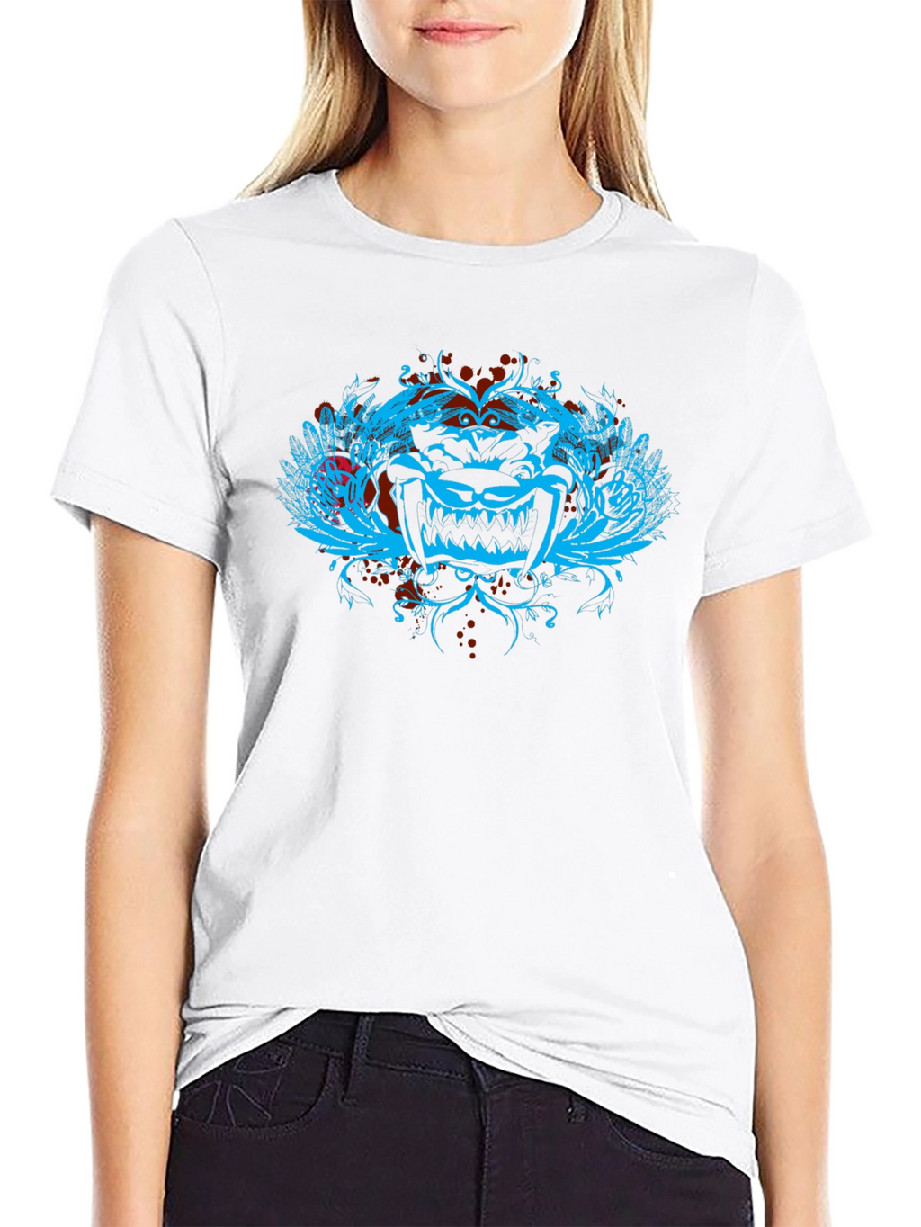 Edgy Graphic Tee - Mens Black Crewneck T-Shirt