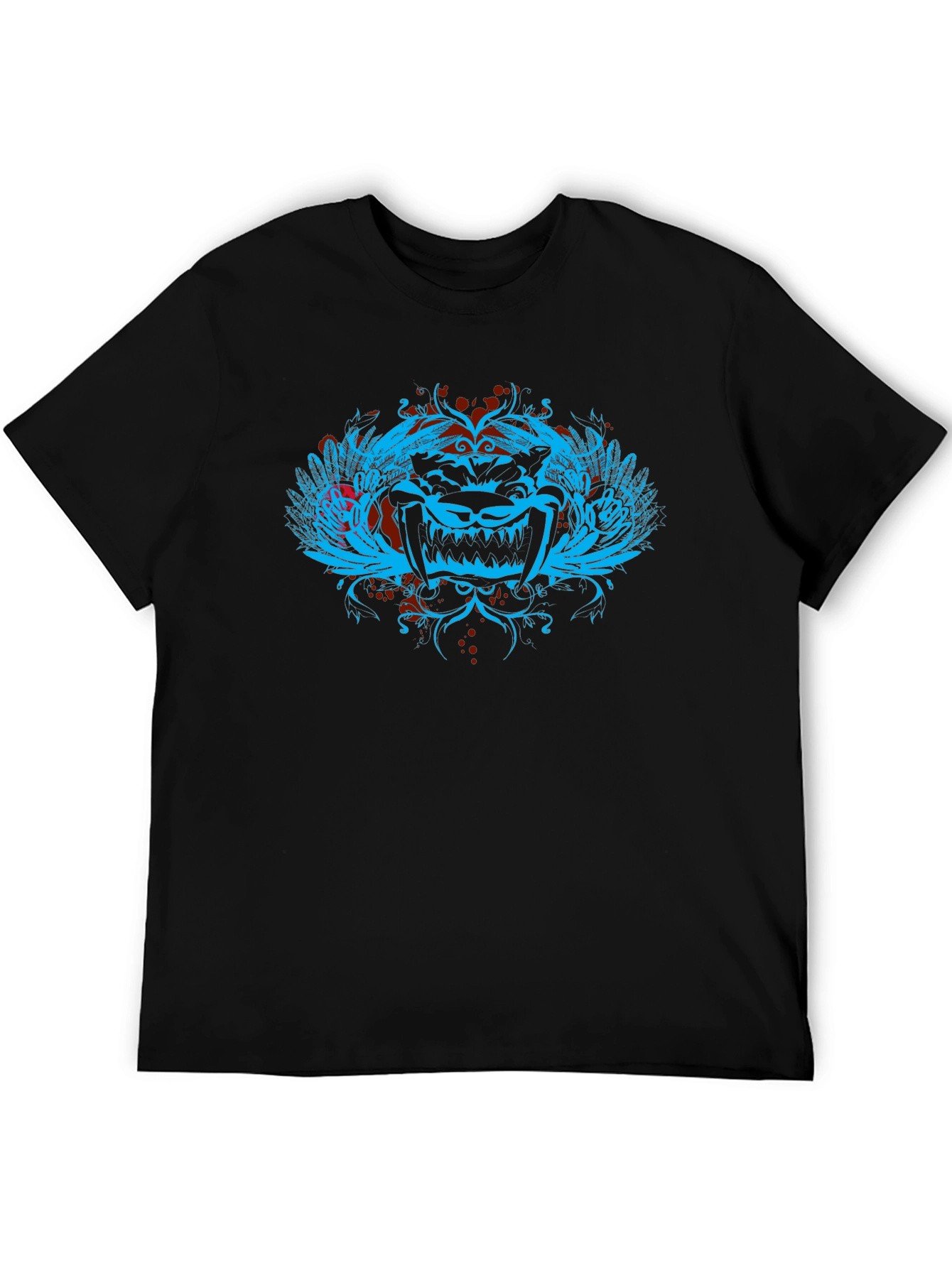 Edgy Graphic Tee - Mens Black Crewneck T-Shirt
