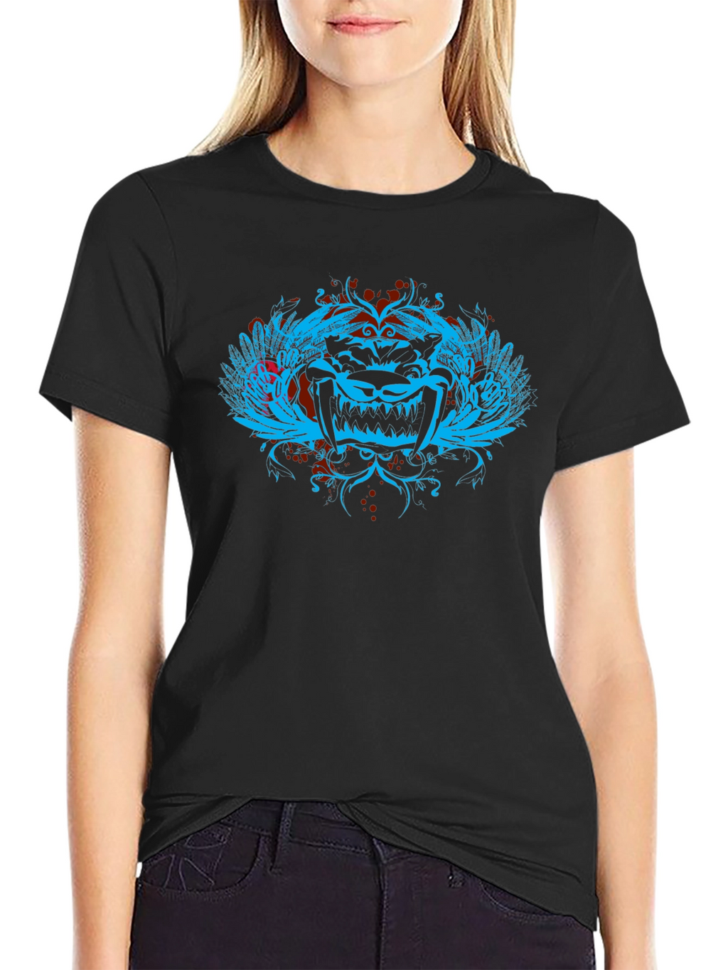 Edgy Graphic Tee - Mens Black Crewneck T-Shirt