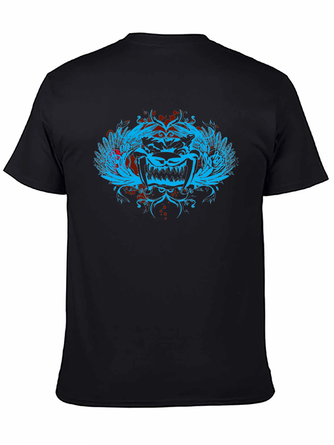 Edgy Graphic Tee - Mens Black Crewneck T-Shirt