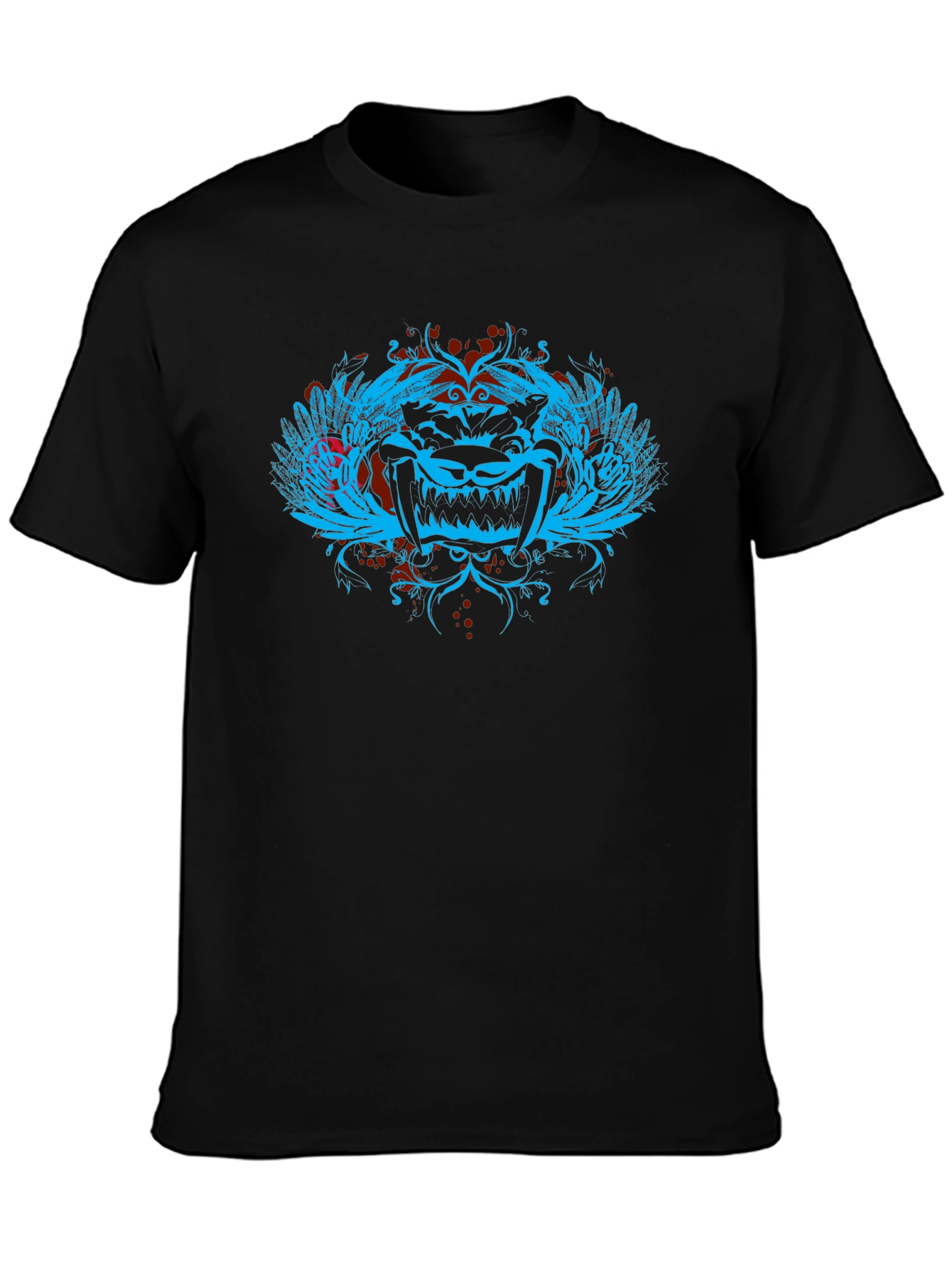 Edgy Graphic Tee - Mens Black Crewneck T-Shirt