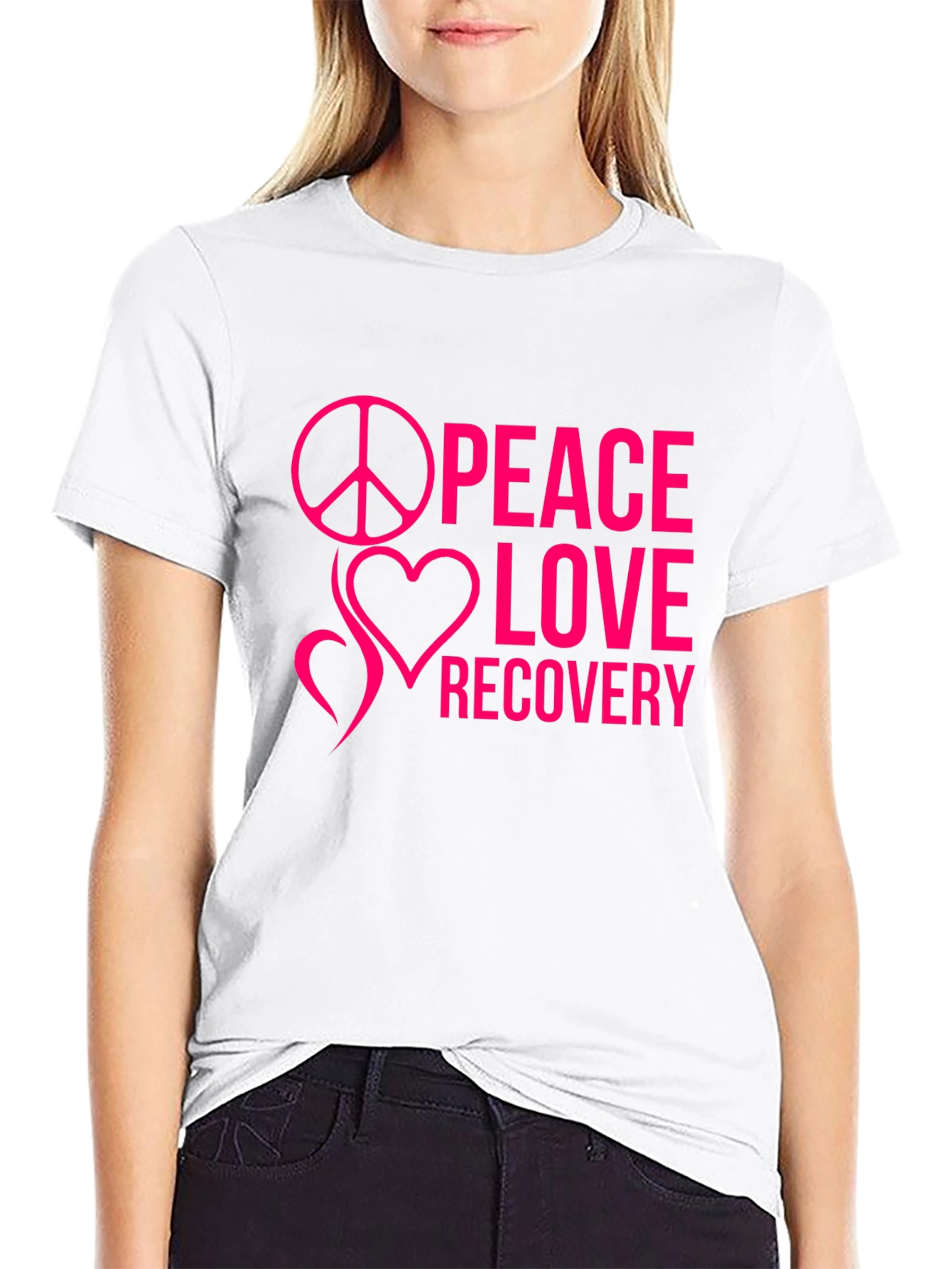Peace Love Recovery Black T-Shirt