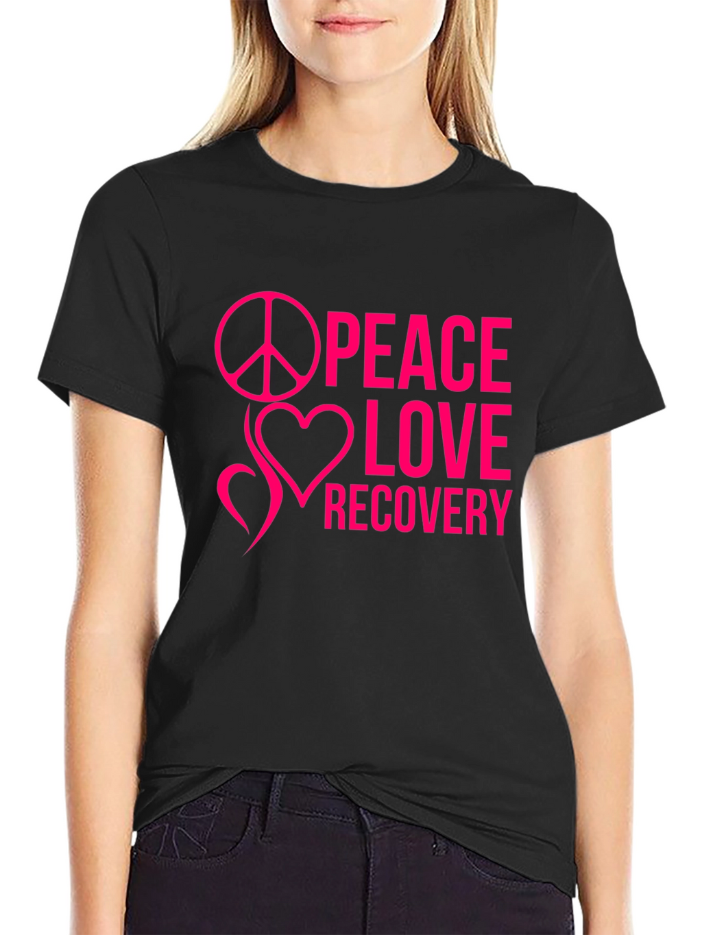 Peace Love Recovery Black T-Shirt