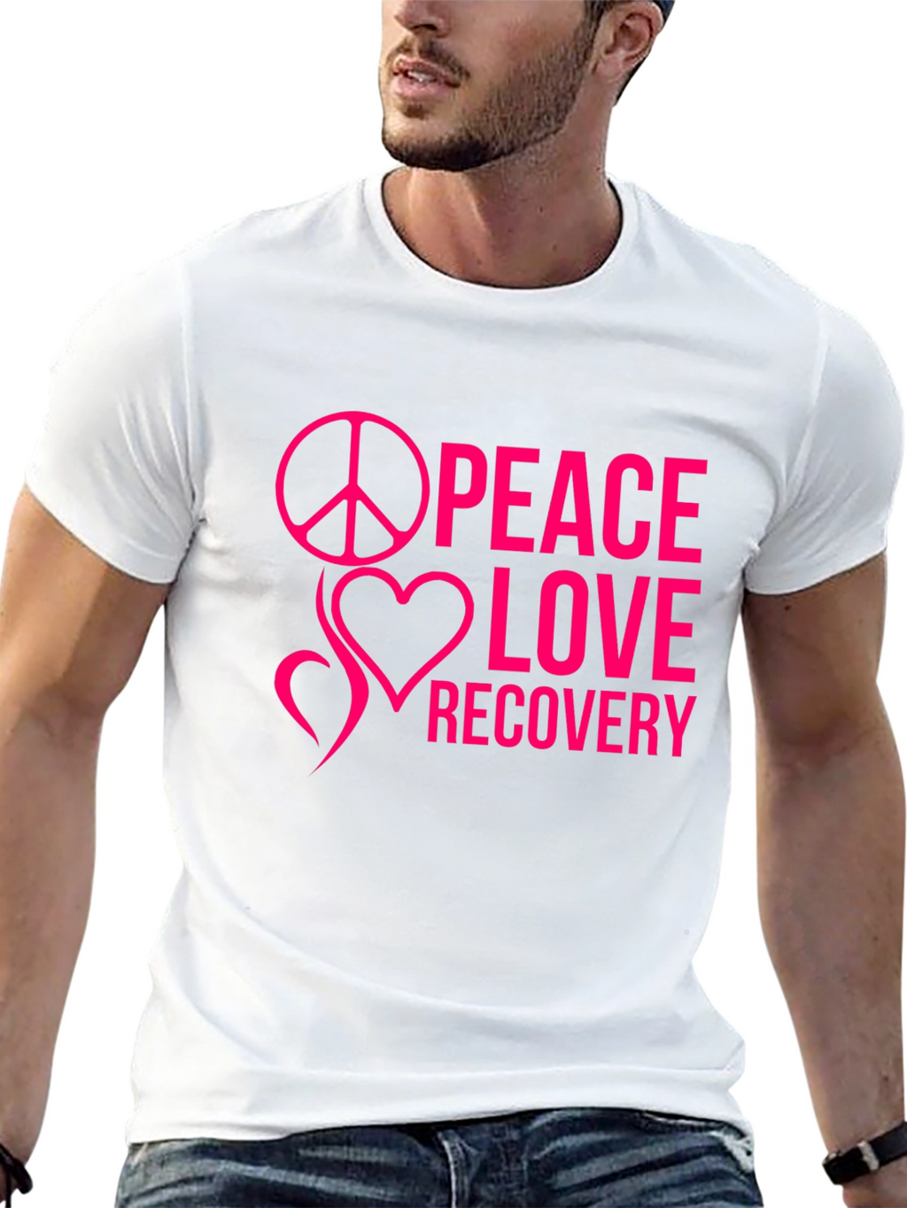 Peace Love Recovery Black T-Shirt