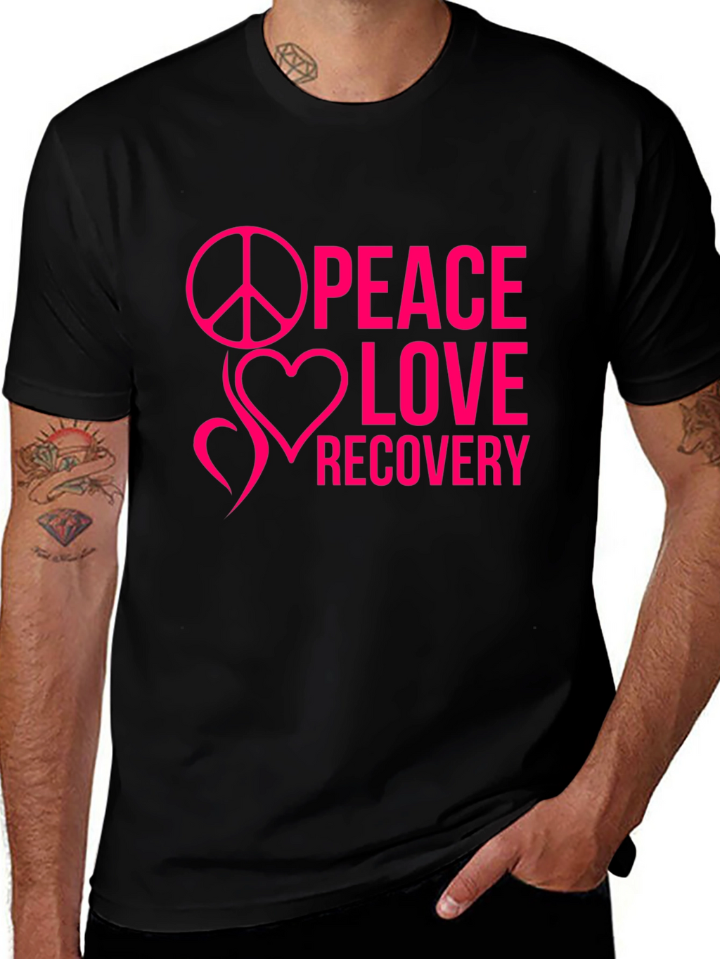 Peace Love Recovery Black T-Shirt
