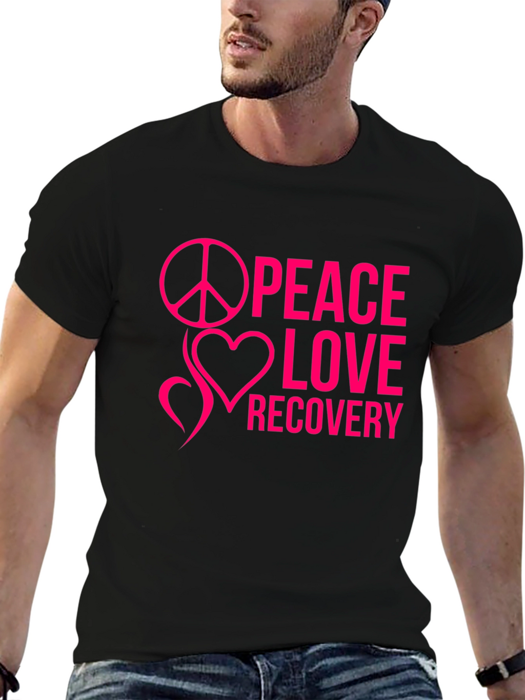 Peace Love Recovery Black T-Shirt