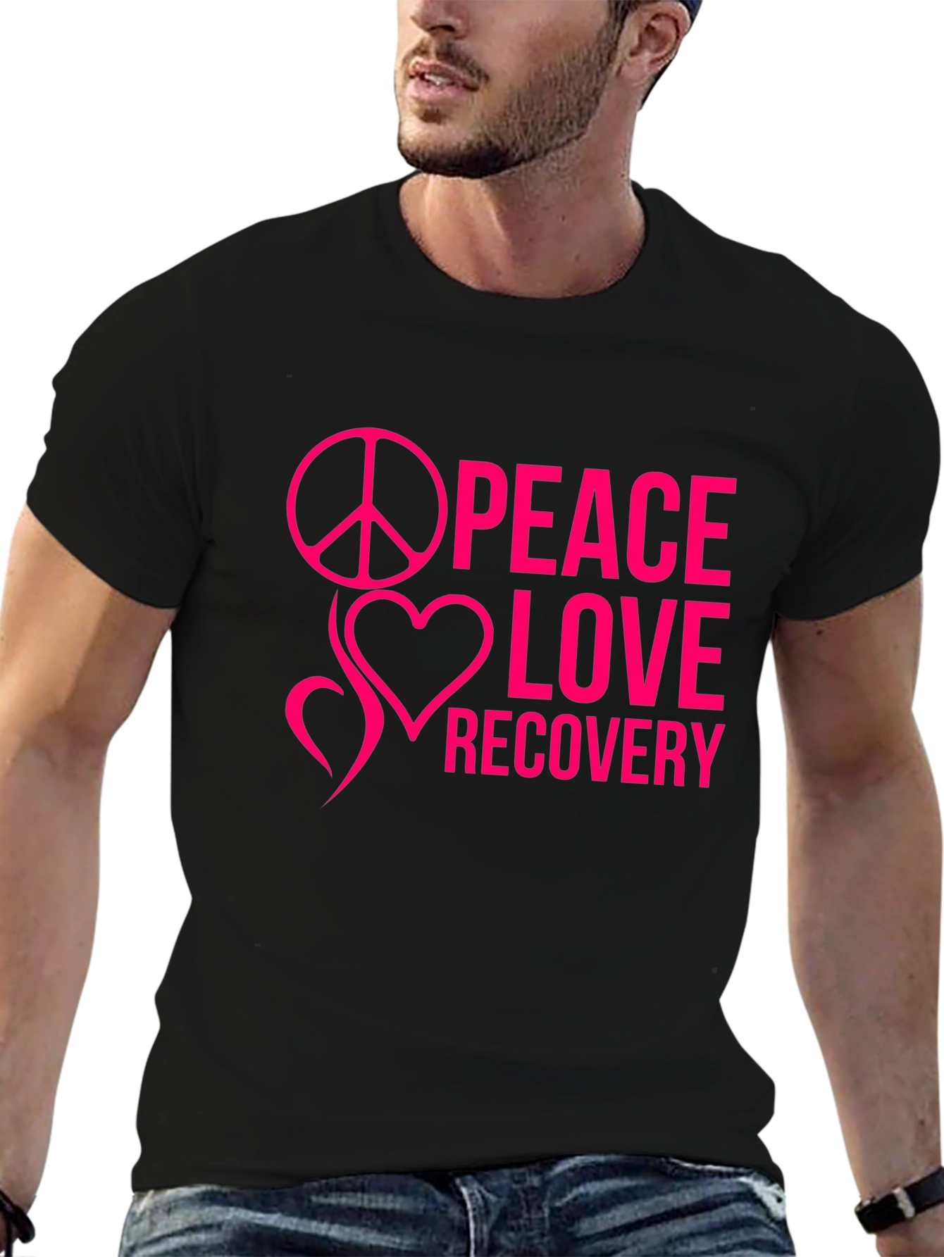 Peace Love Recovery Black T-Shirt