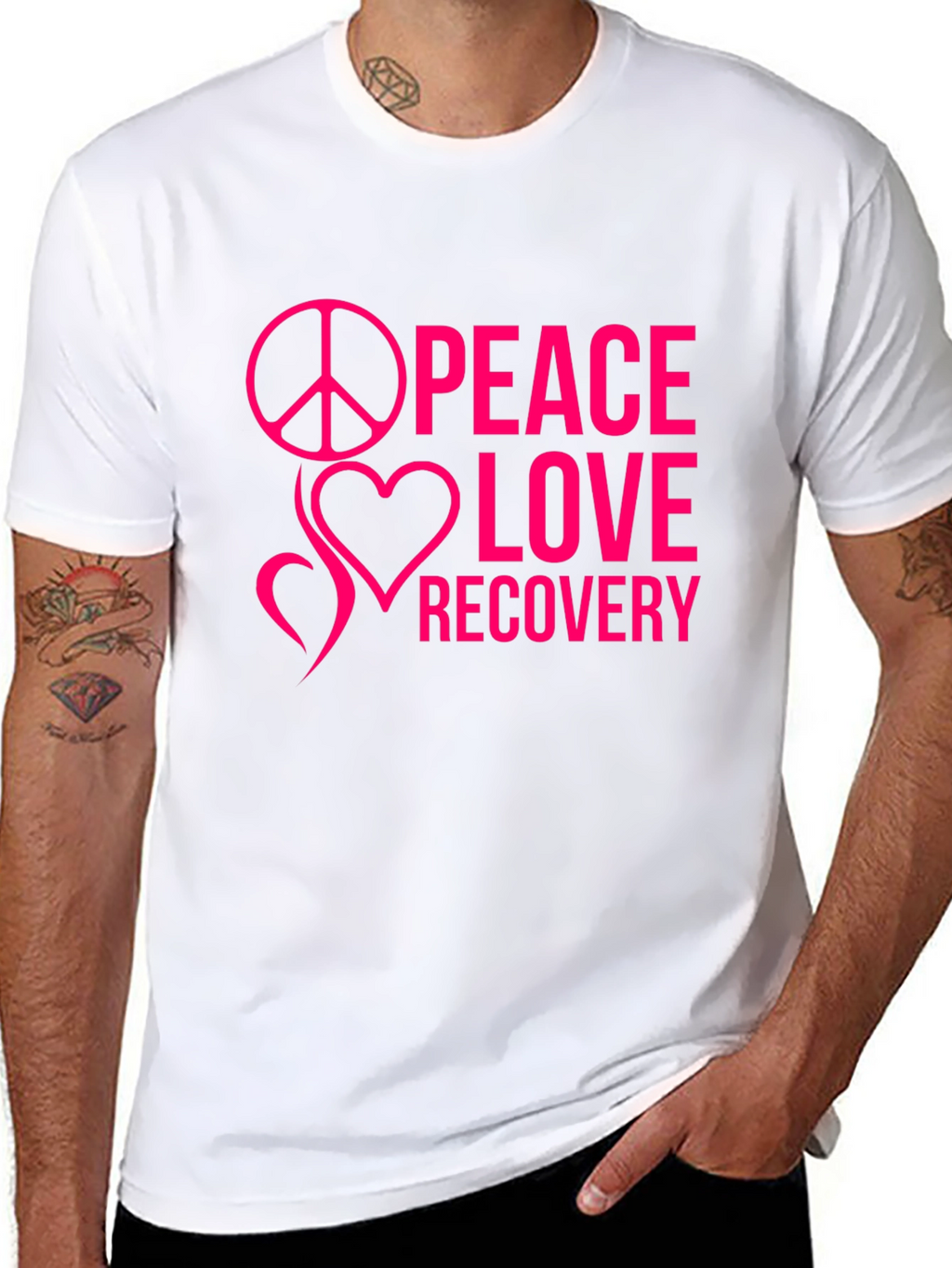 Peace Love Recovery Black T-Shirt