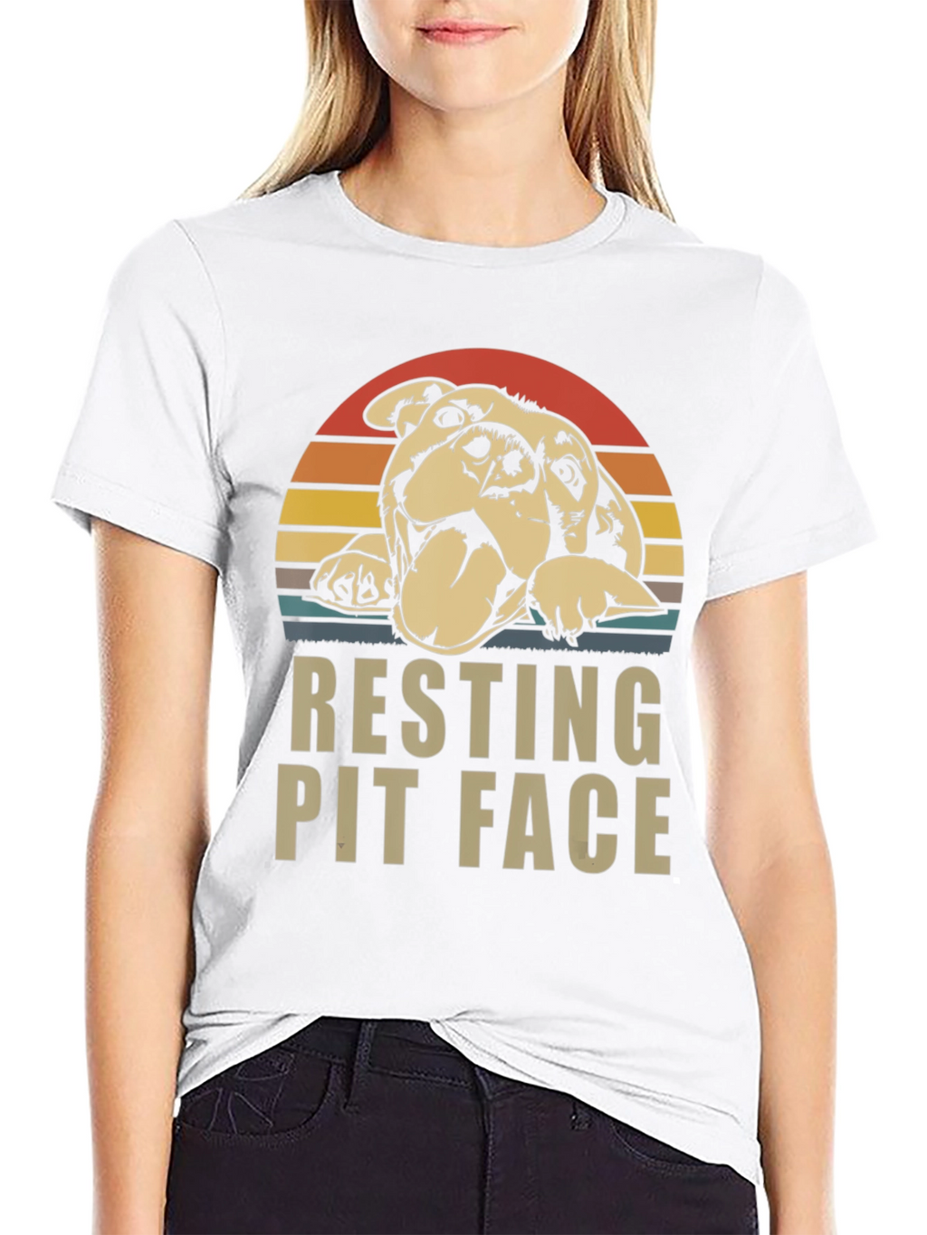 Resting Pit Face T-Shirt - Dog Lover Tee