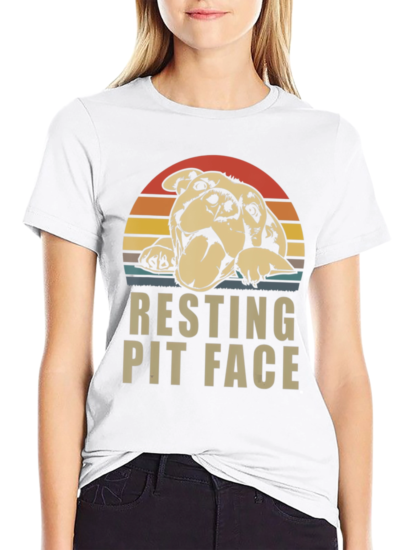 Resting Pit Face T-Shirt - Dog Lover Tee
