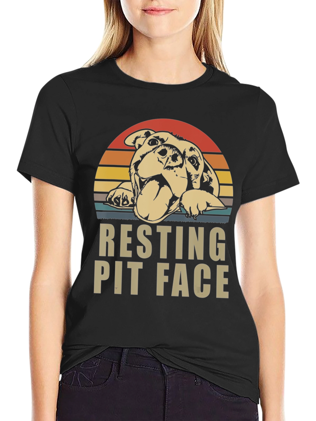 Resting Pit Face T-Shirt - Dog Lover Tee