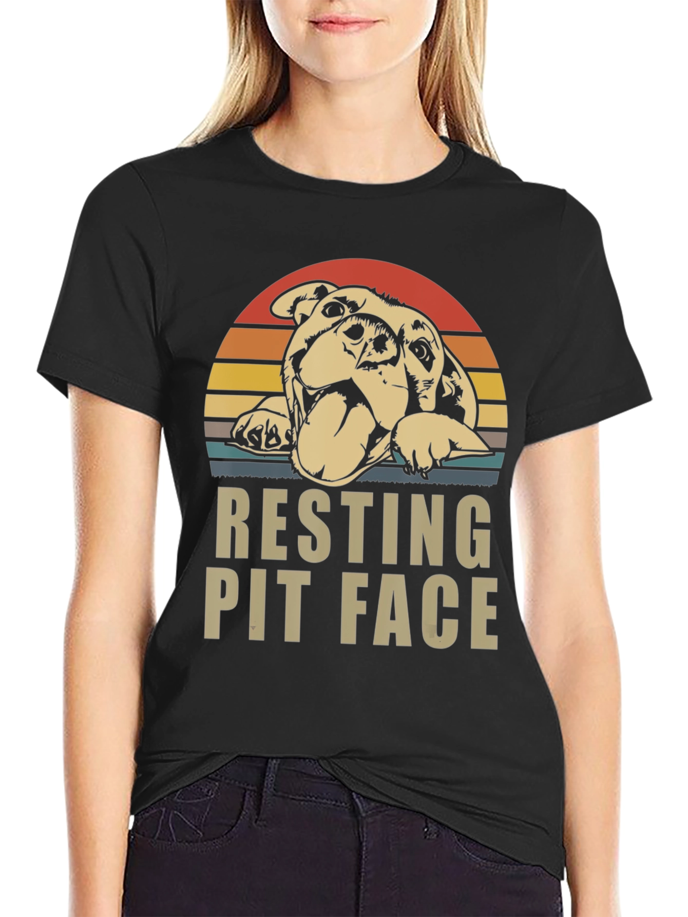 Resting Pit Face T-Shirt - Dog Lover Tee