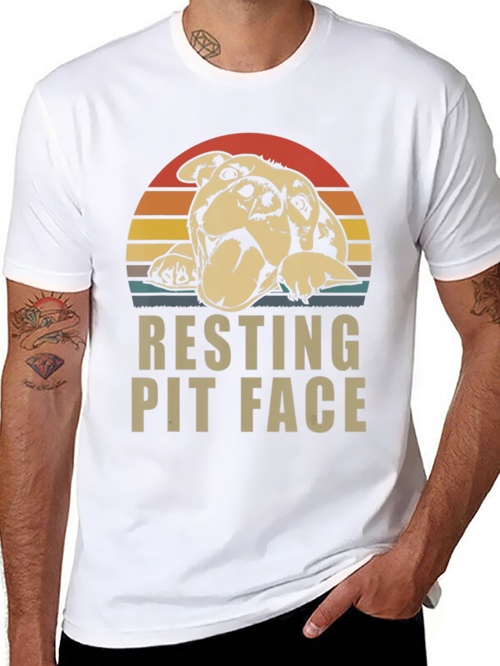 Resting Pit Face T-Shirt - Dog Lover Tee