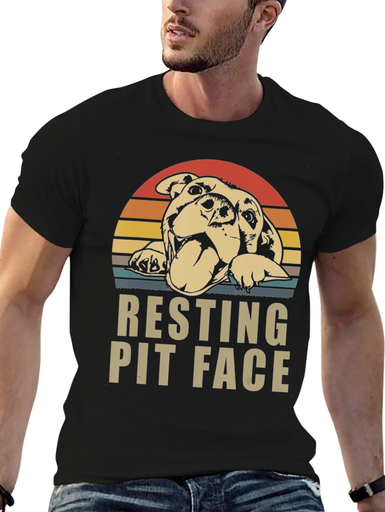 Resting Pit Face T-Shirt - Dog Lover Tee