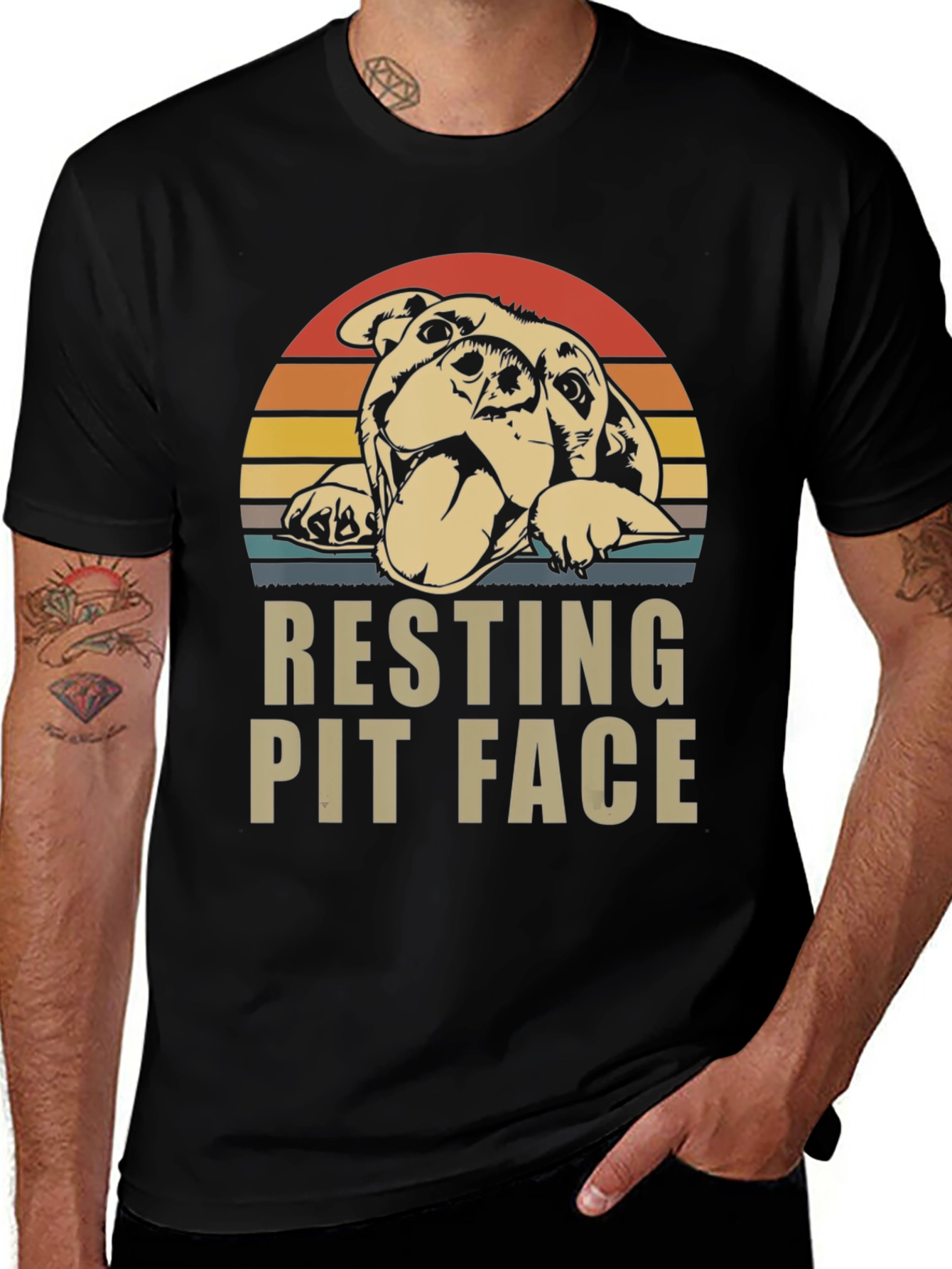 Resting Pit Face T-Shirt - Dog Lover Tee