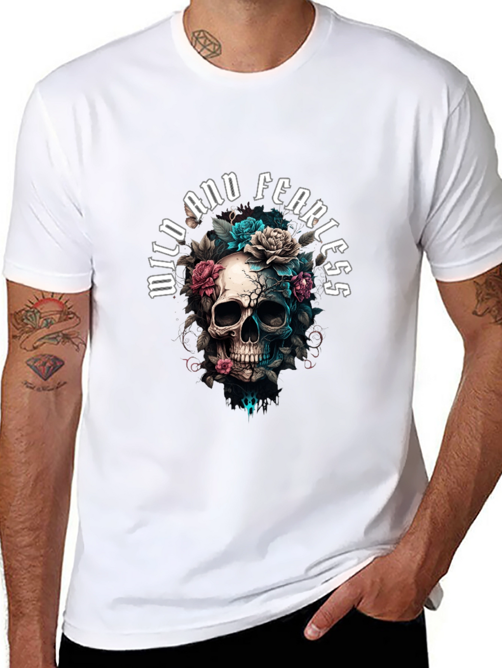 Wild and Fearless Skull Floral T-Shirt