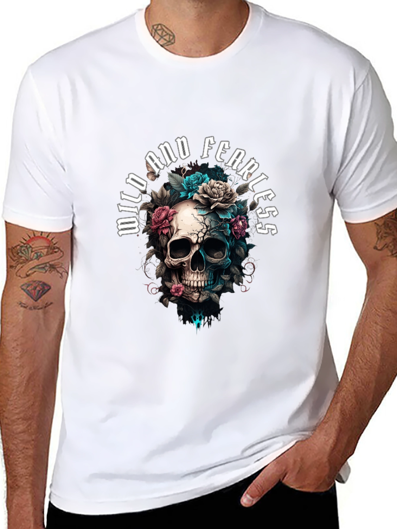 Wild and Fearless Skull Floral T-Shirt