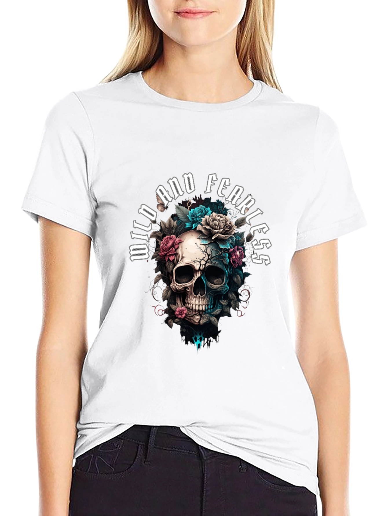 Wild and Fearless Skull Floral T-Shirt