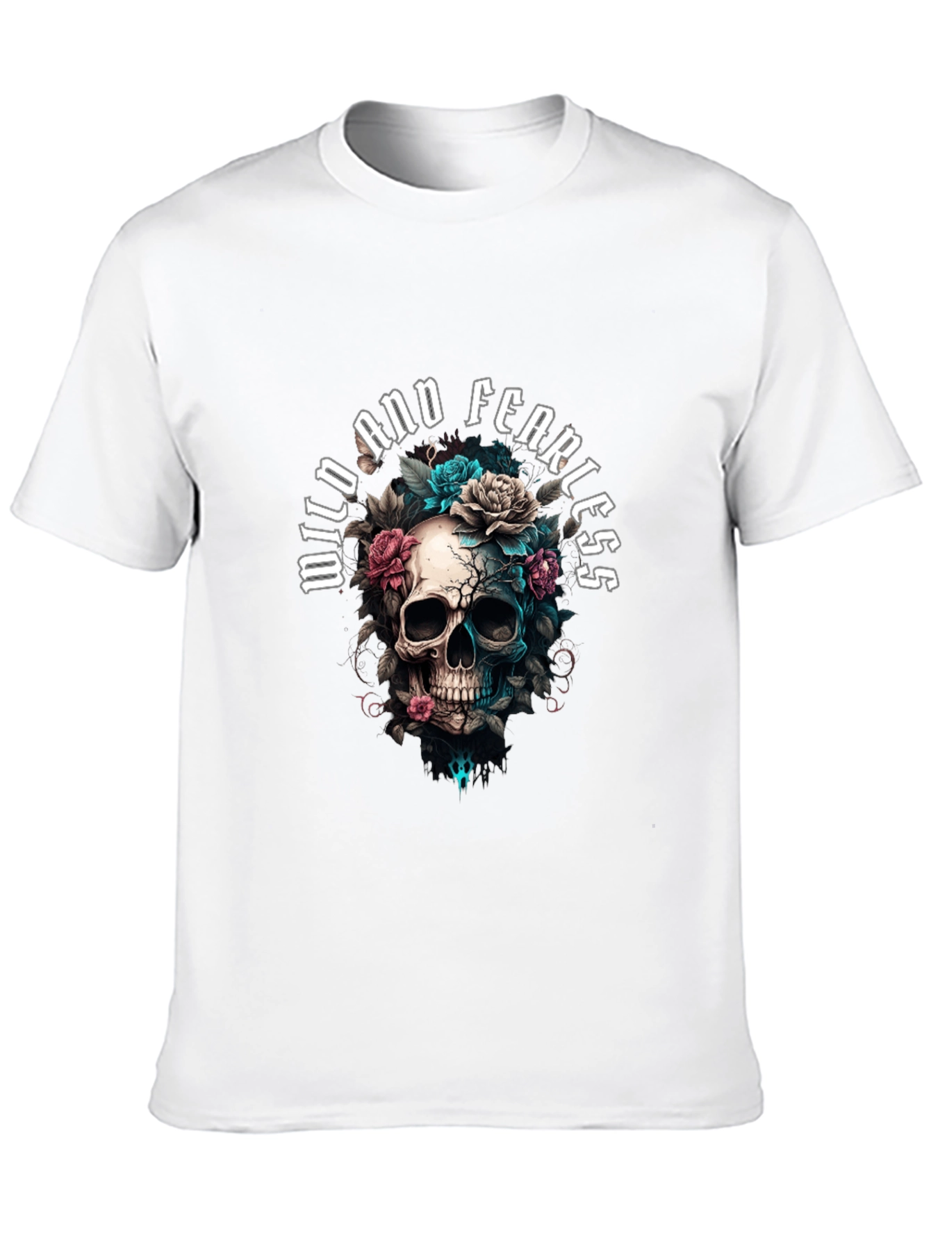 Wild and Fearless Skull Floral T-Shirt