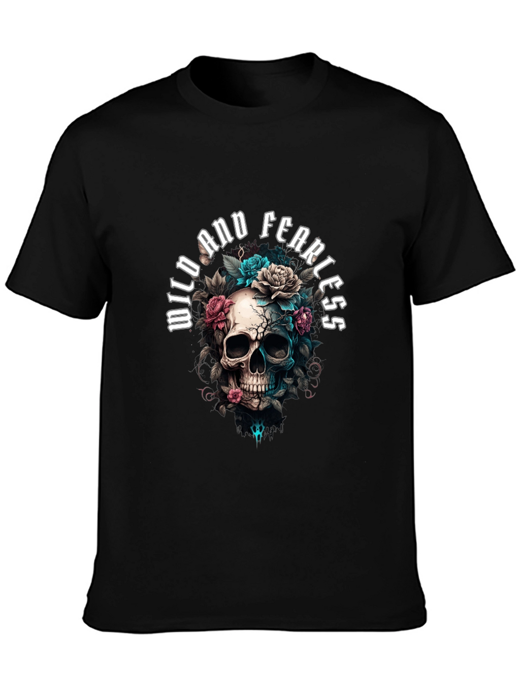 Wild and Fearless Skull Floral T-Shirt