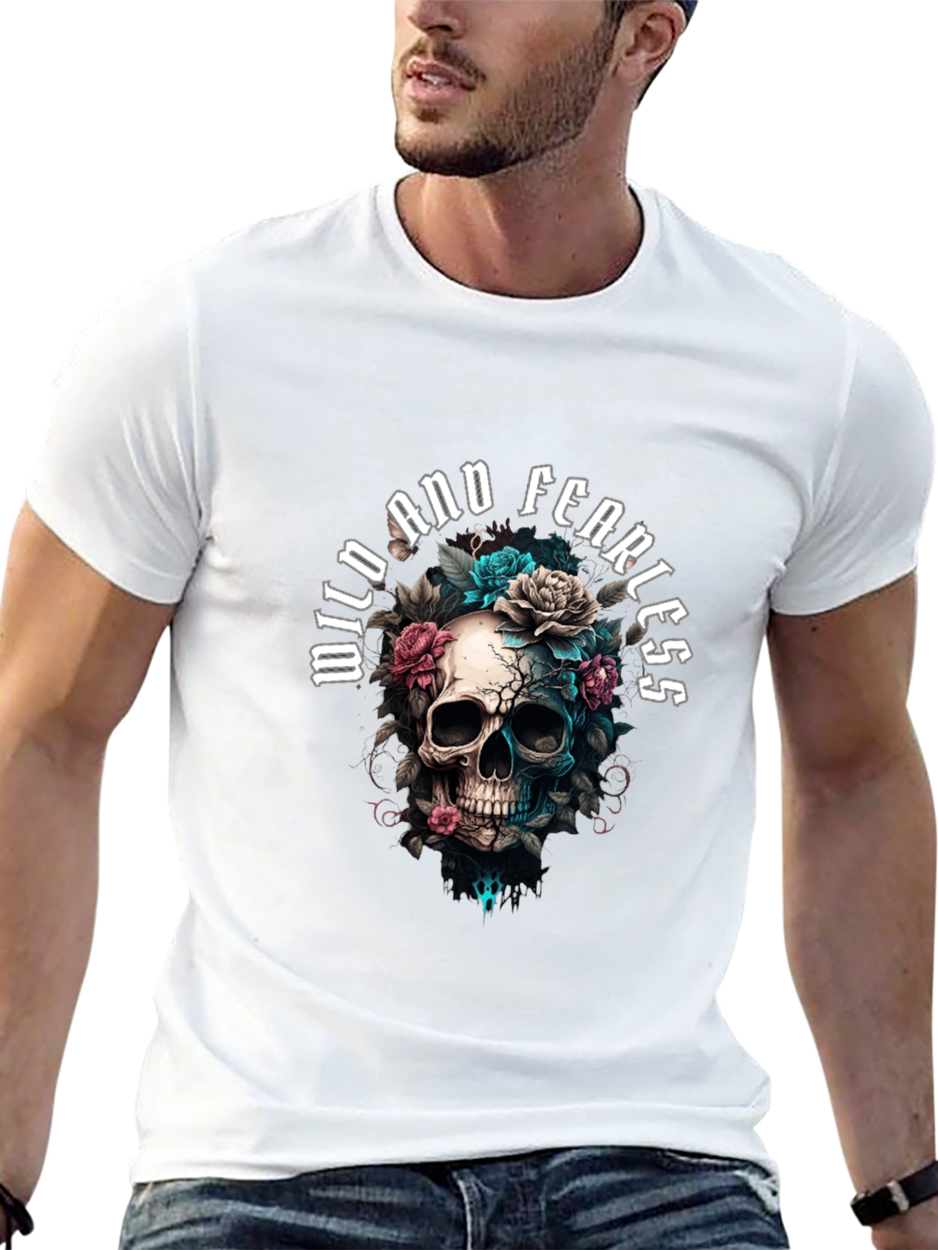 Wild and Fearless Skull Floral T-Shirt