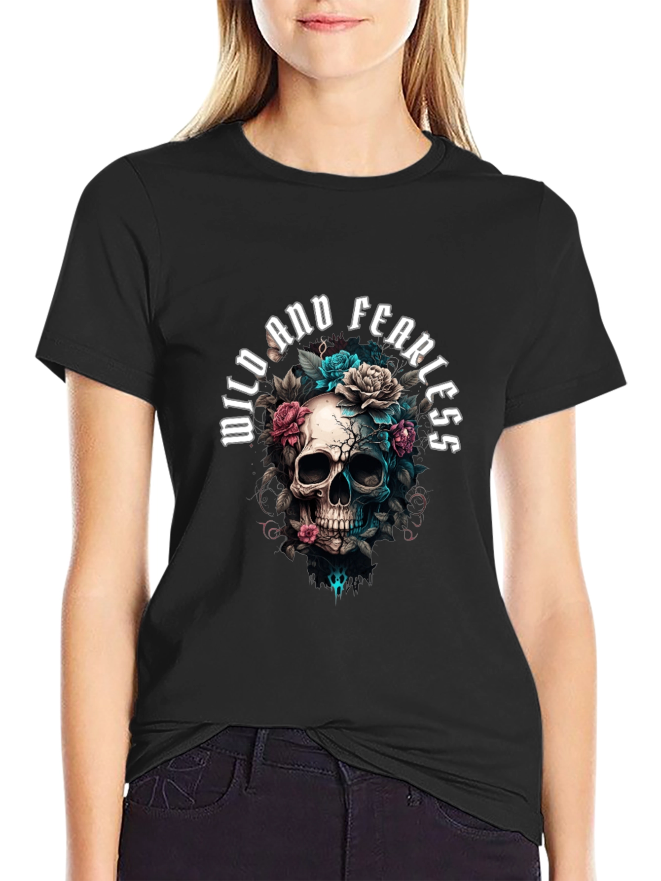 Wild and Fearless Skull Floral T-Shirt