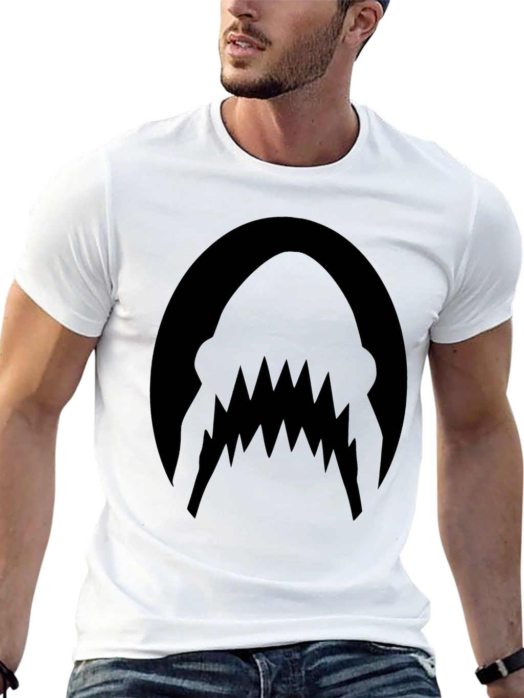 Mens Black Shark Teeth Graphic Tee