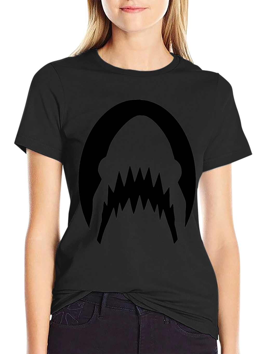 Mens Black Shark Teeth Graphic Tee