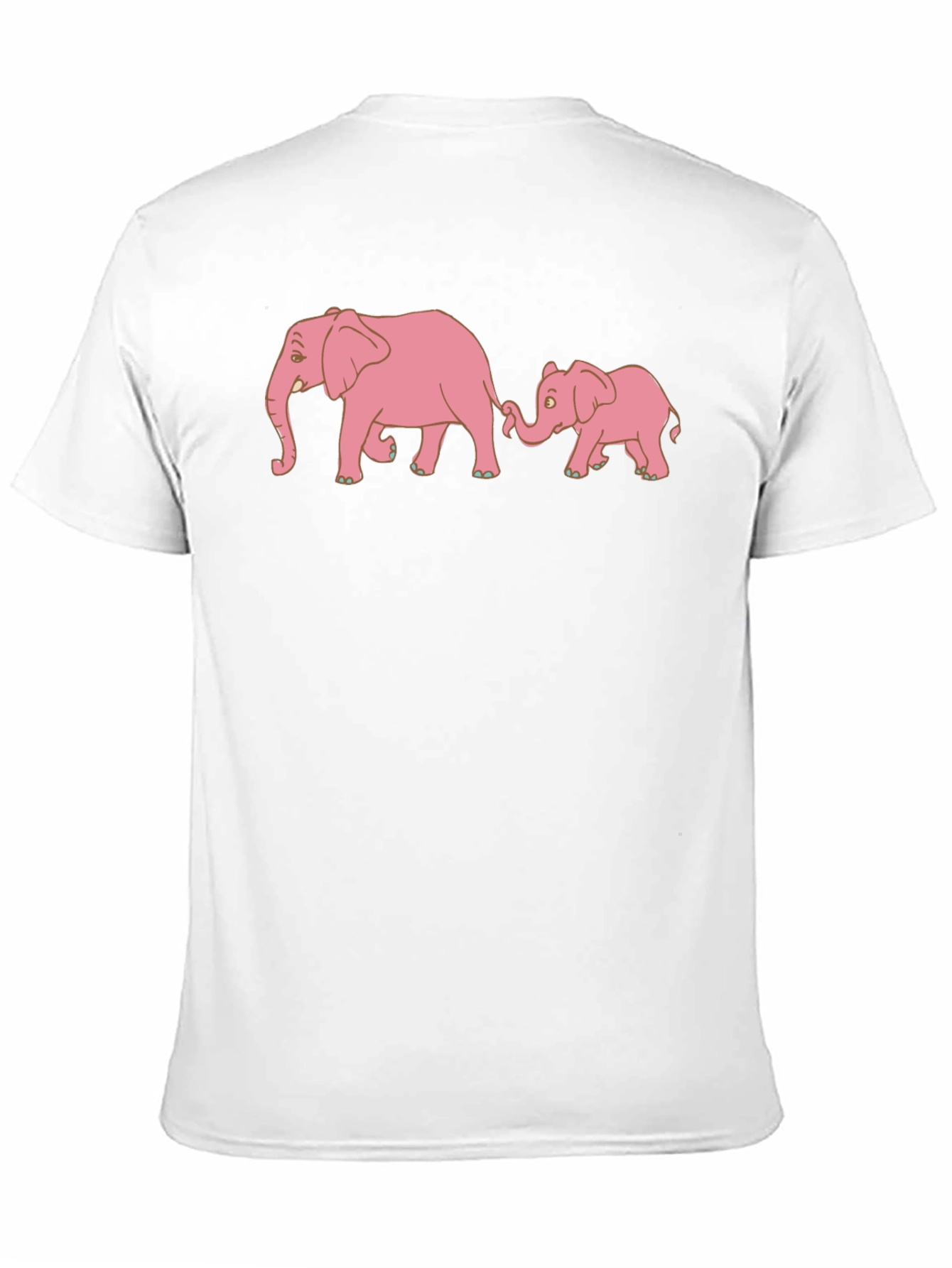 Pink Elephant Family Black T-Shirt