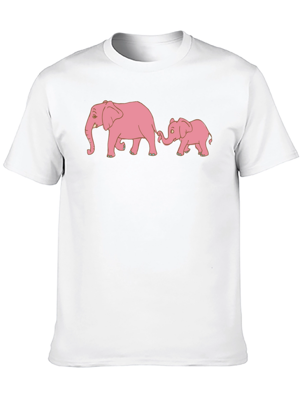 Pink Elephant Family Black T-Shirt