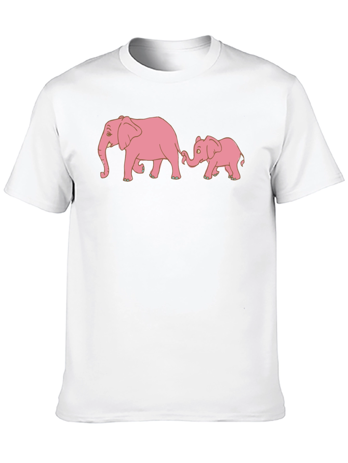 Pink Elephant Family Black T-Shirt