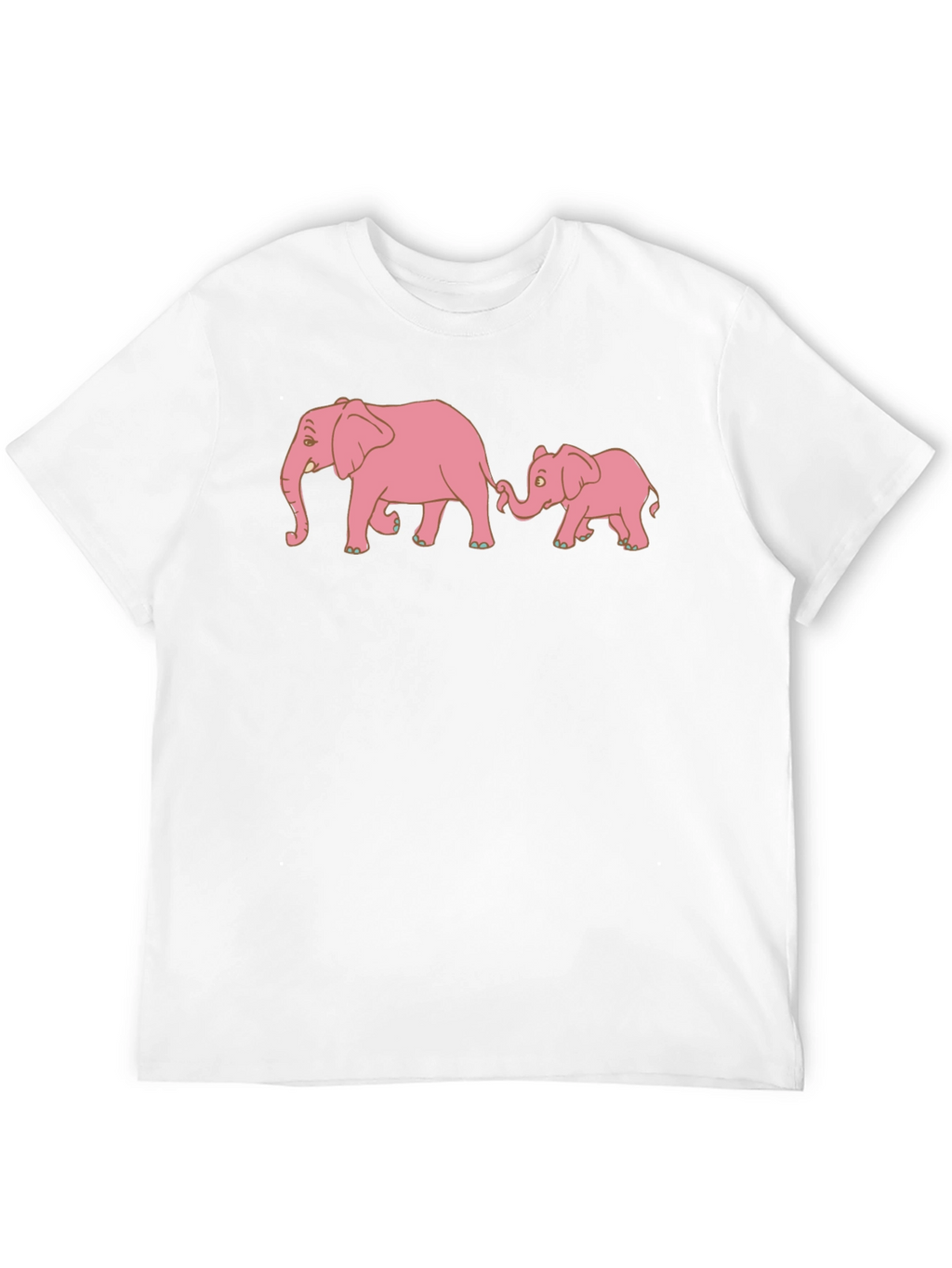 Pink Elephant Family Black T-Shirt