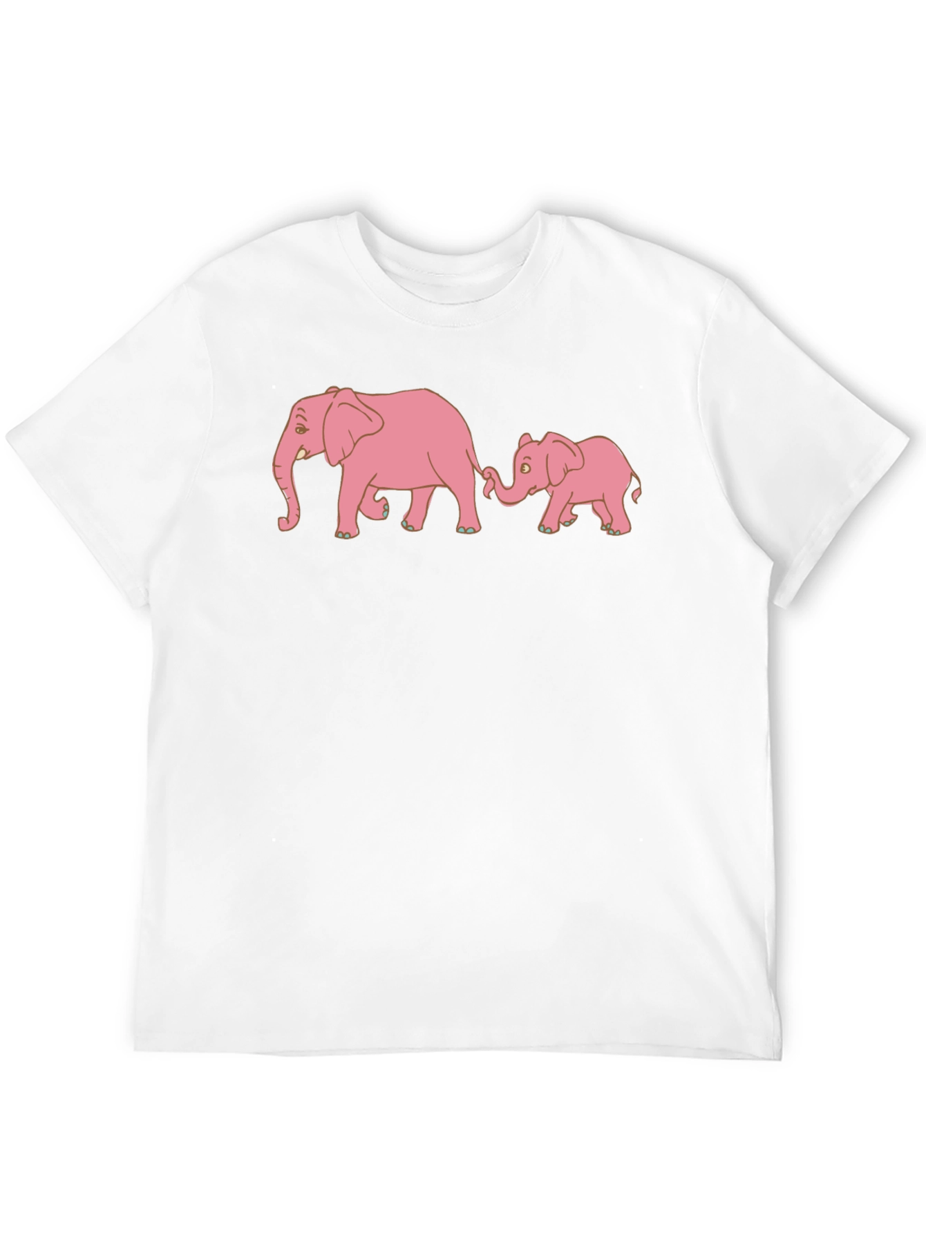 Pink Elephant Family Black T-Shirt