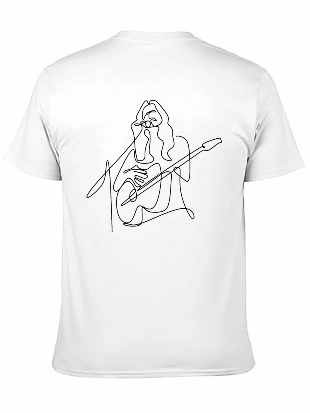 Guitar Player Line Art Black T-Shirt