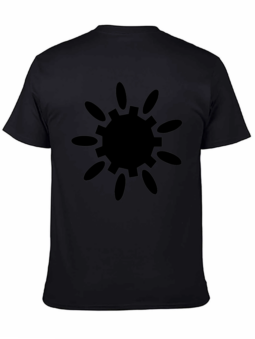 Black Tee with Sunburst Gear Graphic