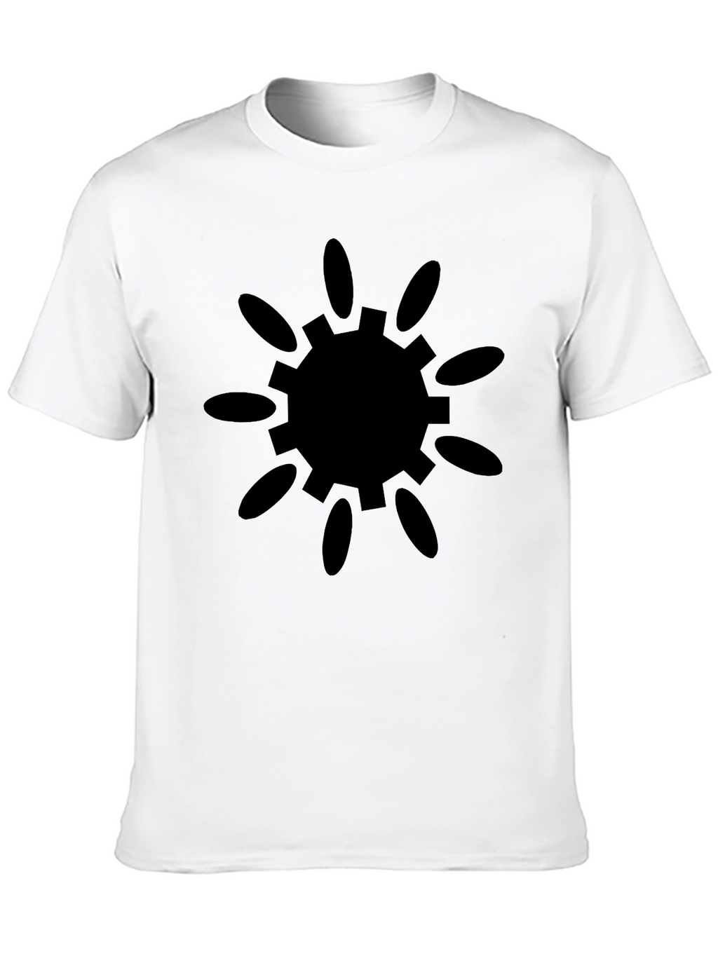 Black Tee with Sunburst Gear Graphic