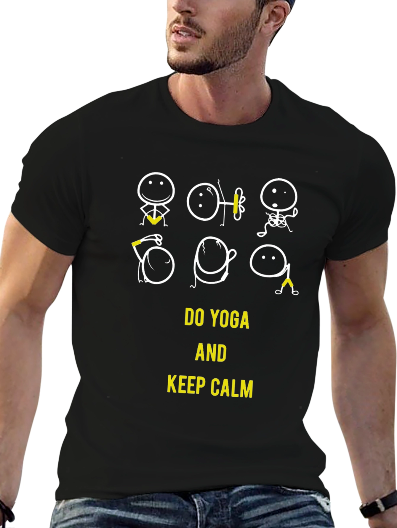 Do Yoga and Keep Calm Black T-Shirt