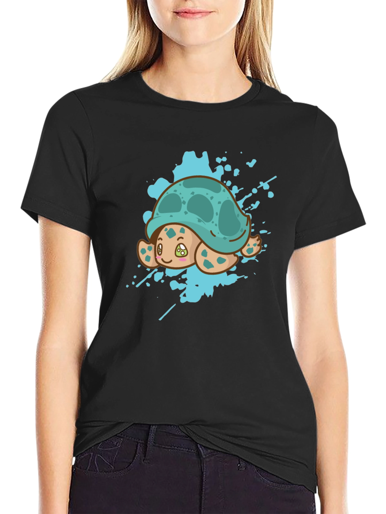 Cute Turtle Splash Graphic Tee