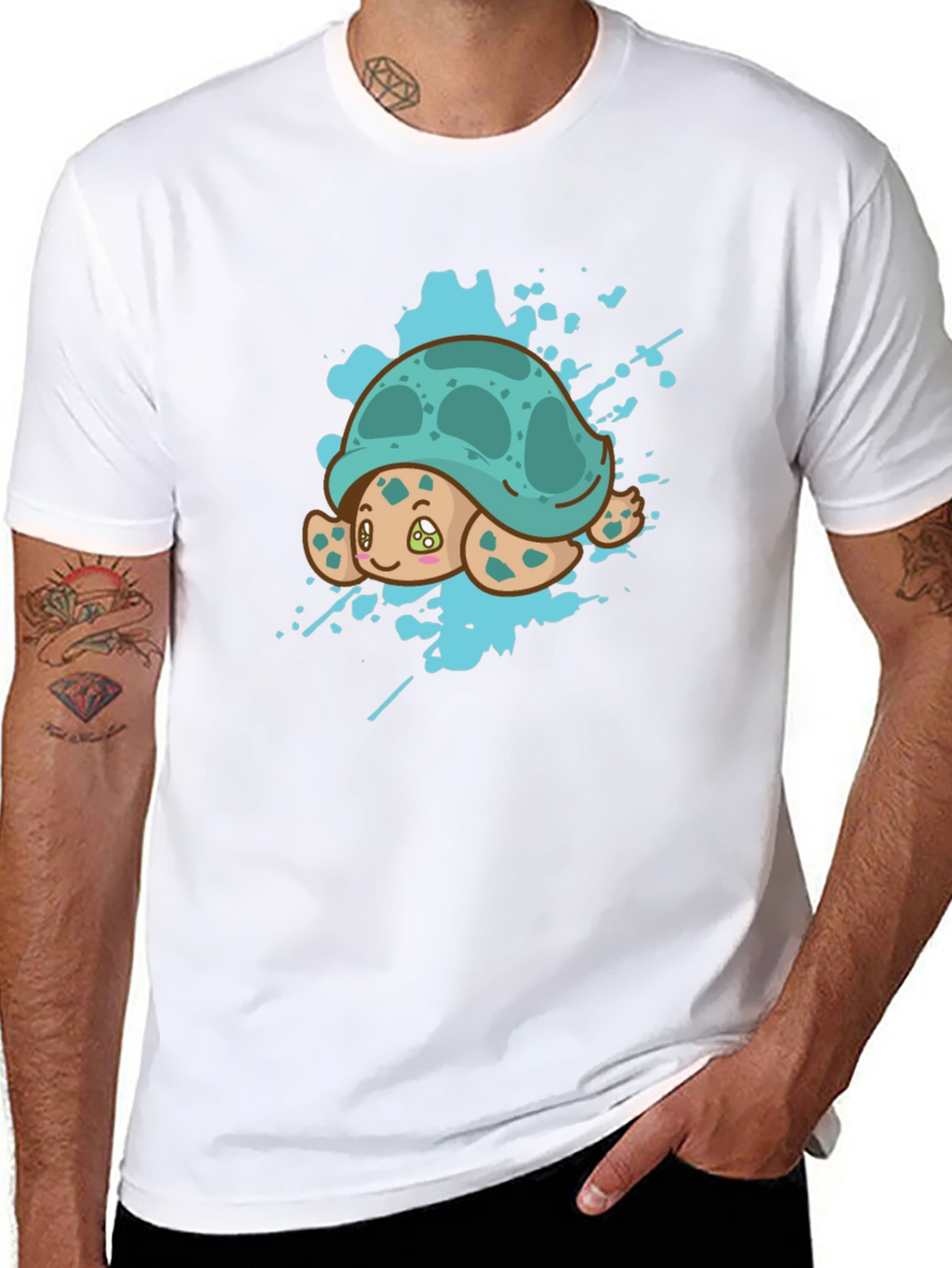 Cute Turtle Splash Graphic Tee