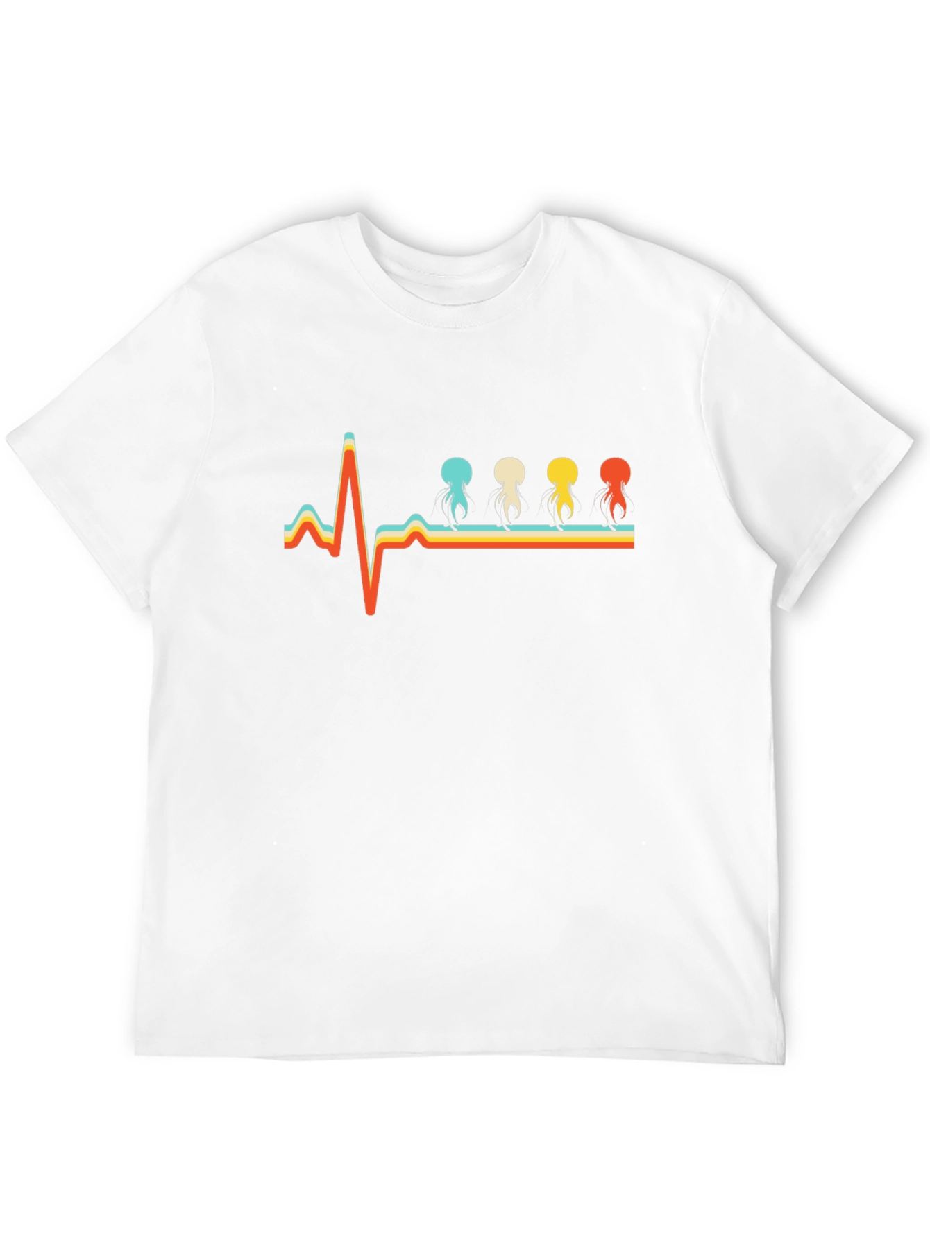 Retro Jellyfish Heartbeat Graphic T-Shirt