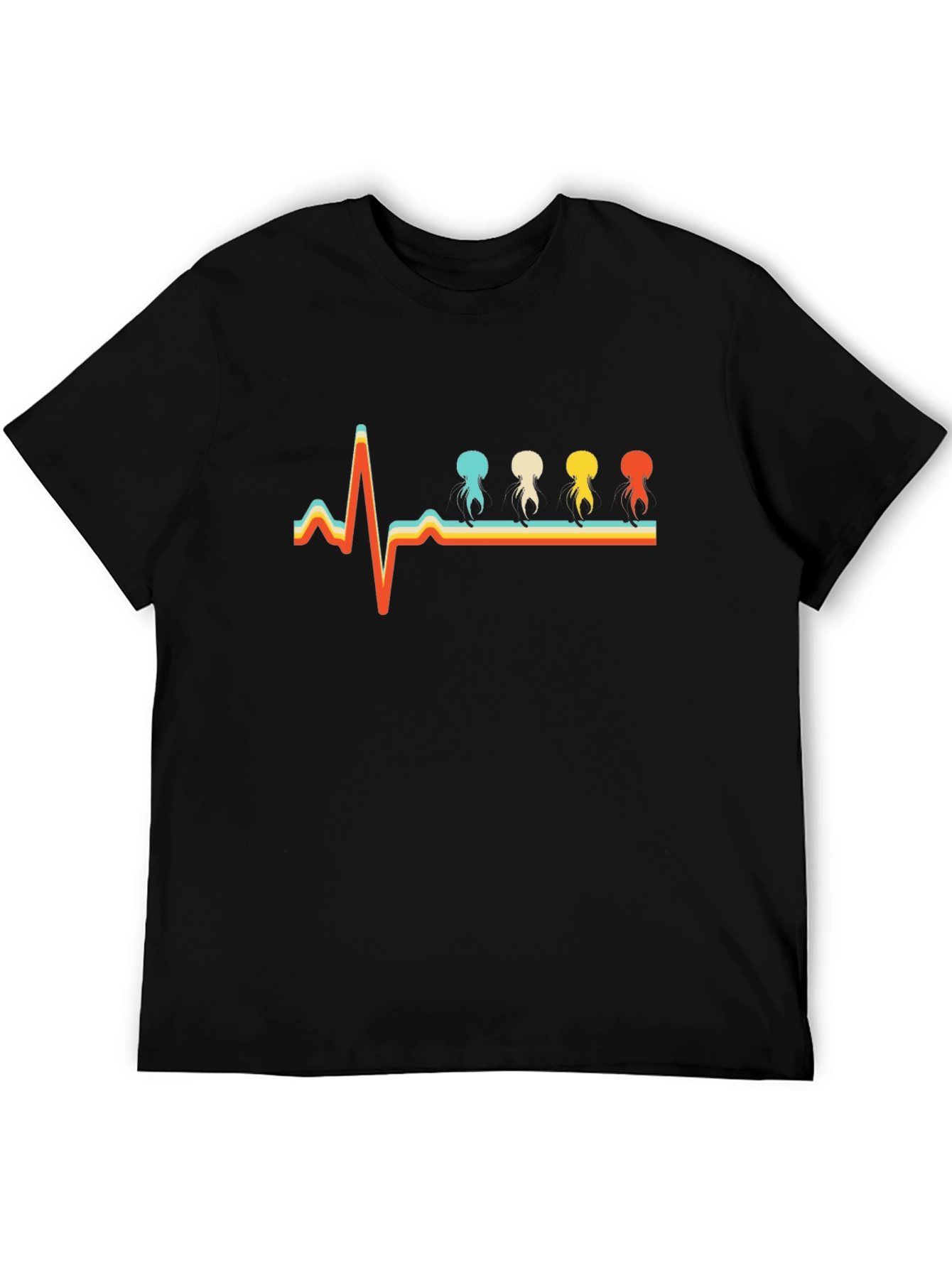 Retro Jellyfish Heartbeat Graphic T-Shirt