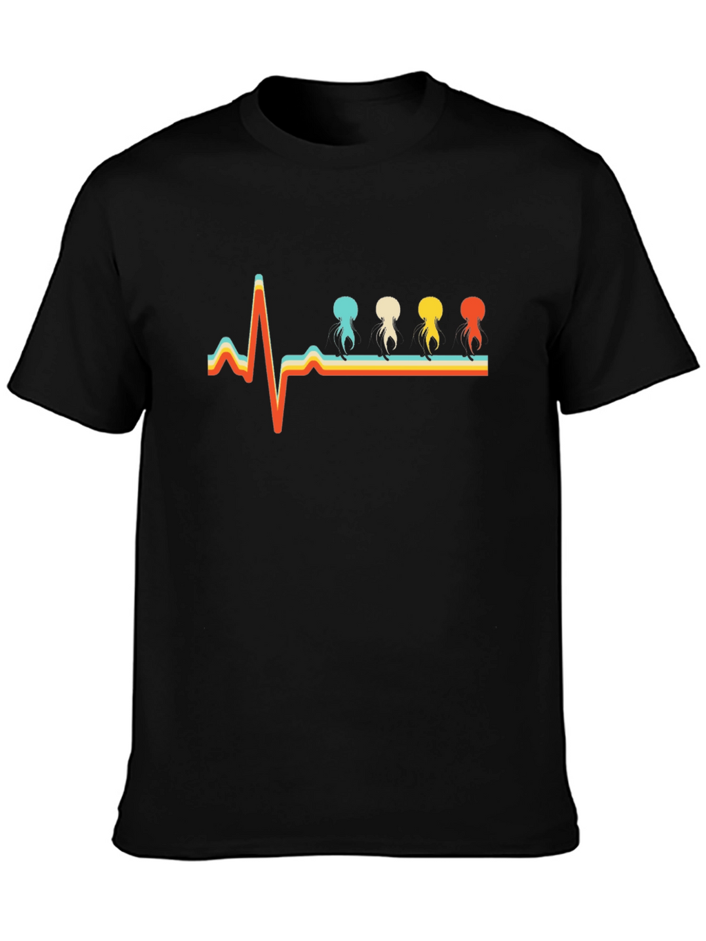 Retro Jellyfish Heartbeat Graphic T-Shirt