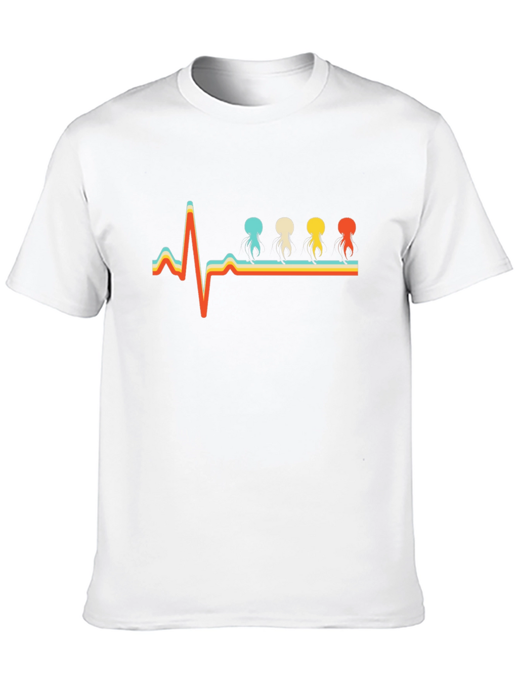 Retro Jellyfish Heartbeat Graphic T-Shirt