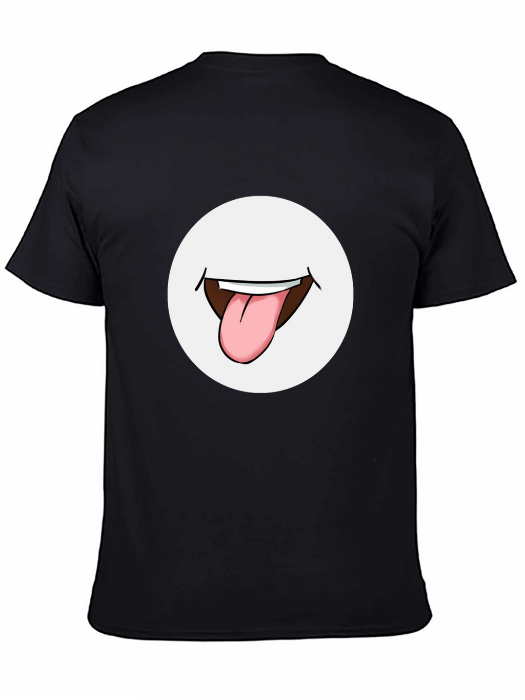 Funny Tongue Out Graphic Tee - Black Cotton