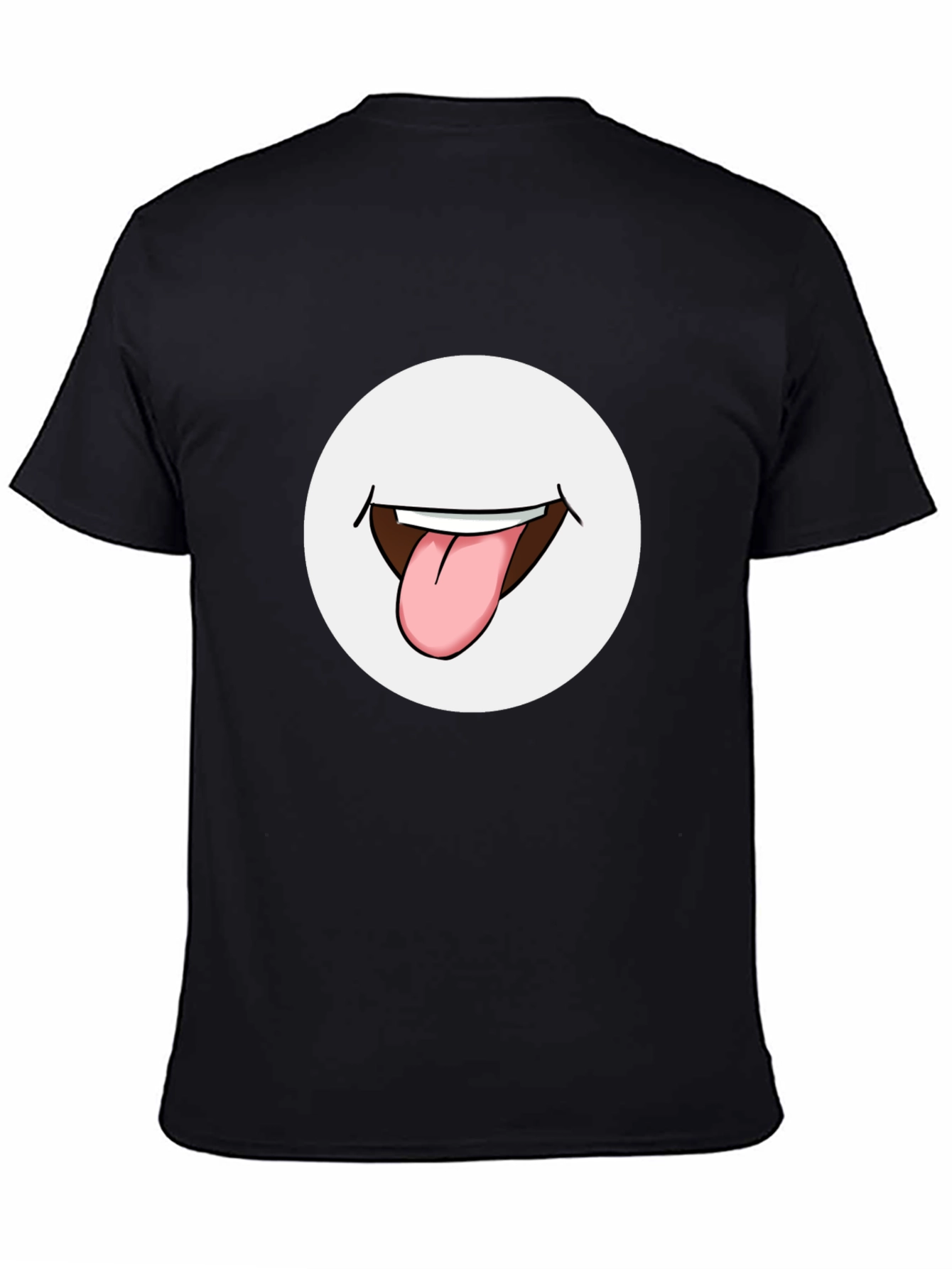 Funny Tongue Out Graphic Tee - Black Cotton
