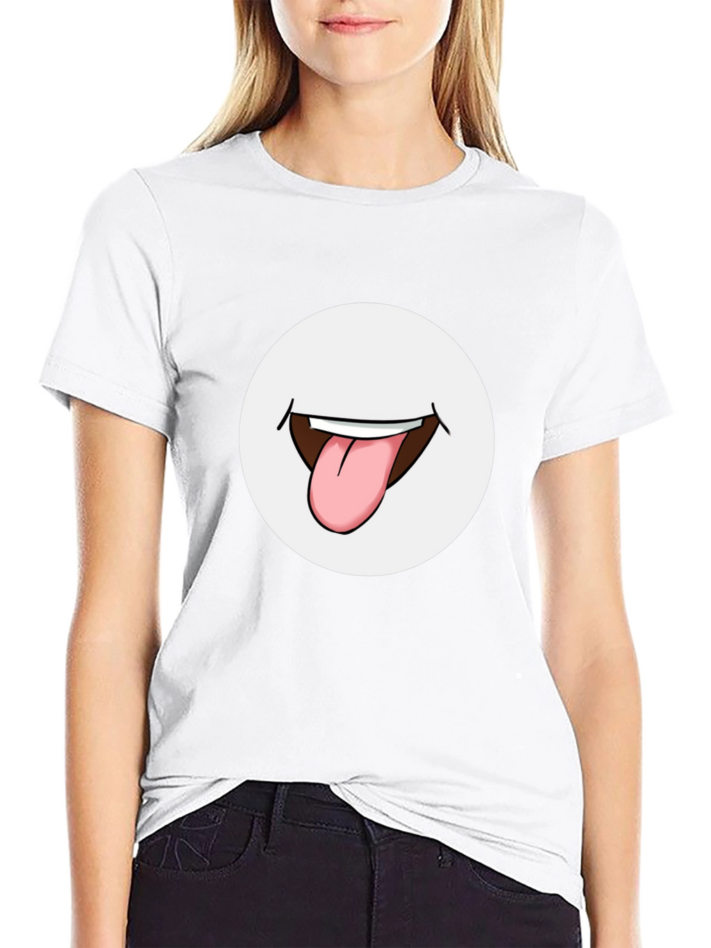 Funny Tongue Out Graphic Tee - Black Cotton
