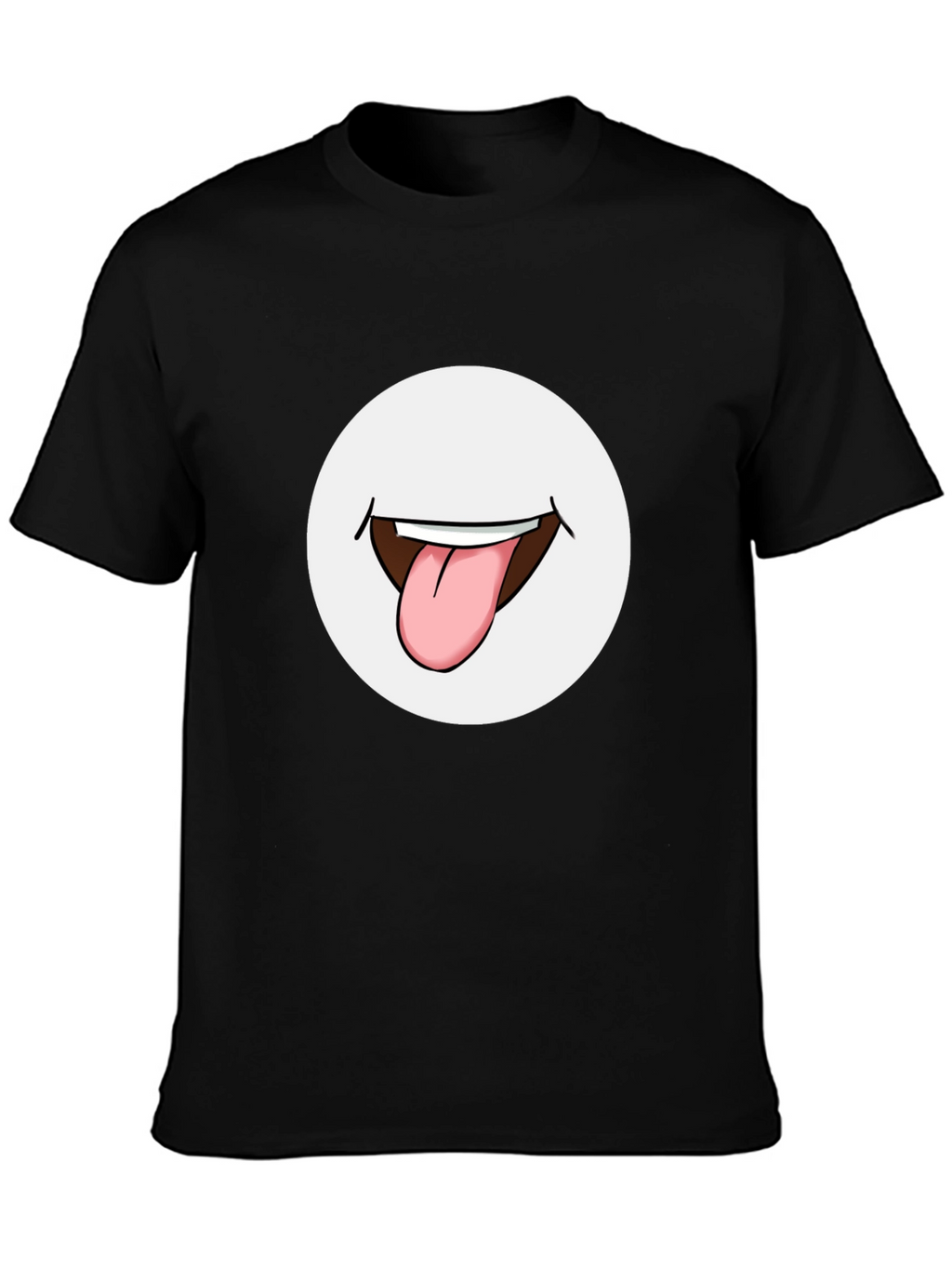 Funny Tongue Out Graphic Tee - Black Cotton