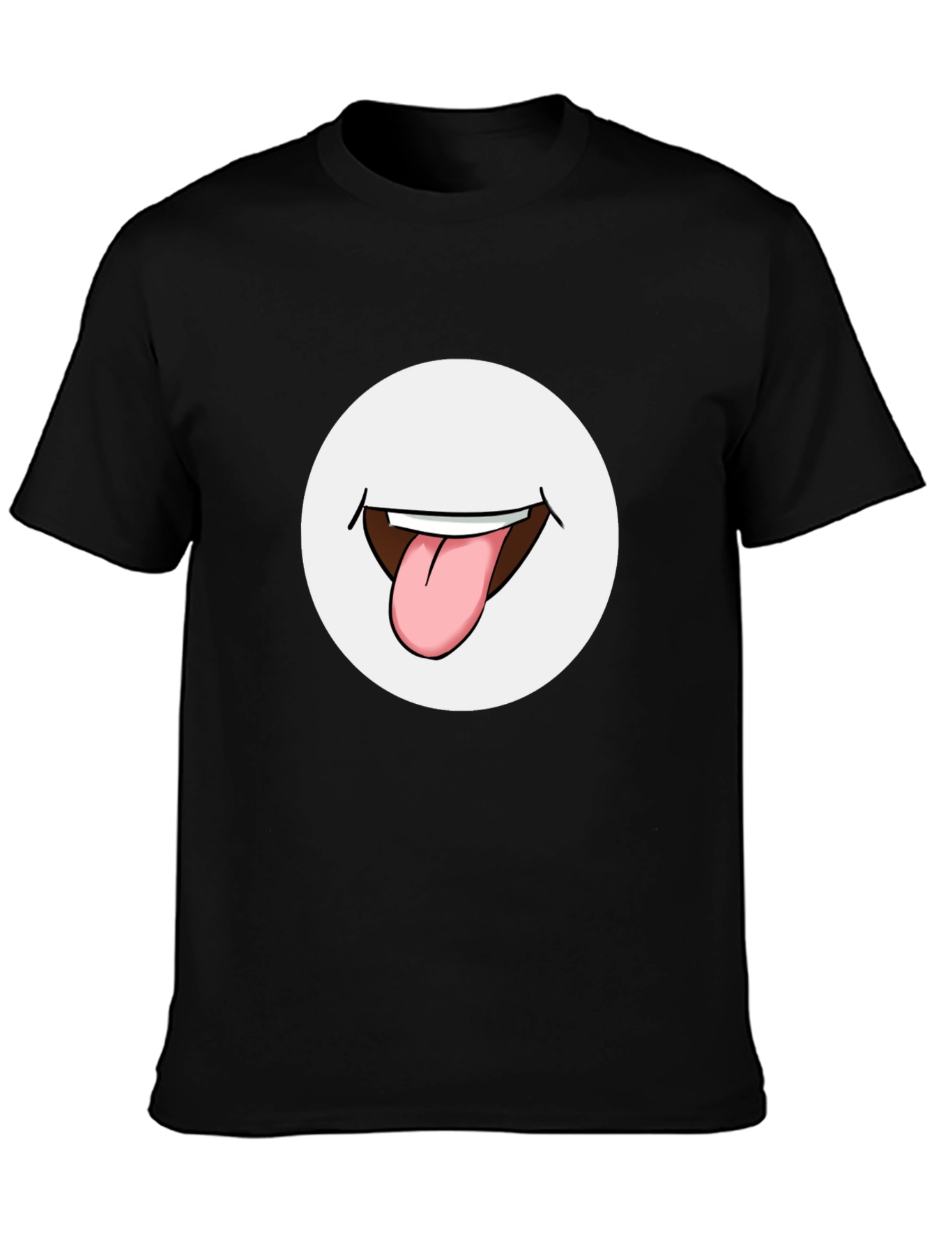 Funny Tongue Out Graphic Tee - Black Cotton