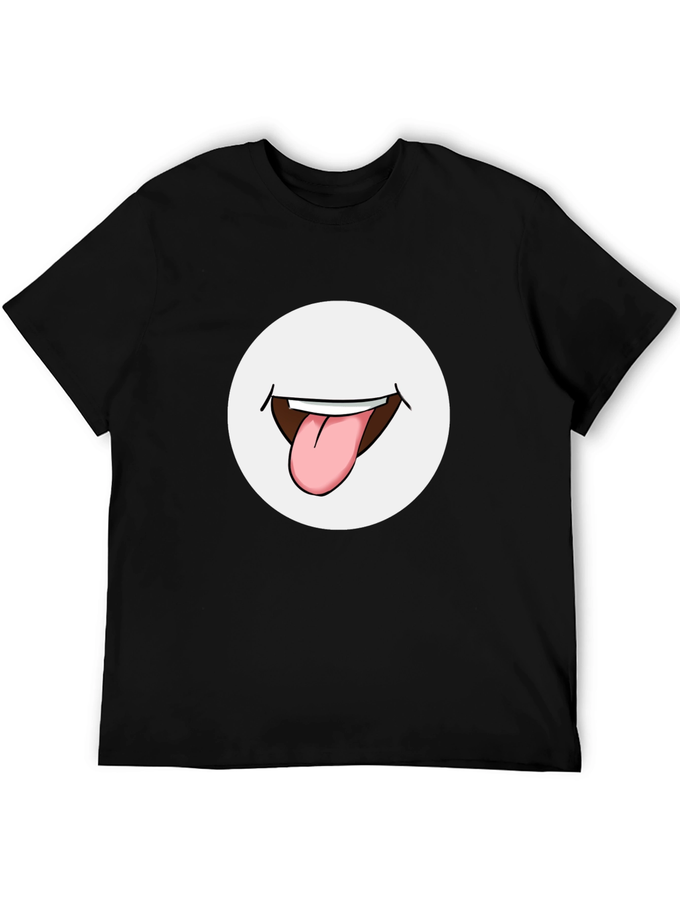 Funny Tongue Out Graphic Tee - Black Cotton