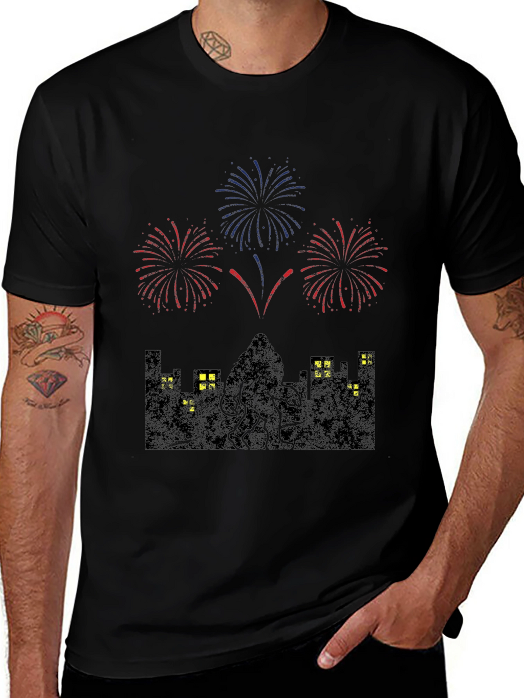 Cthulhu Fireworks Graphic Tee - Black